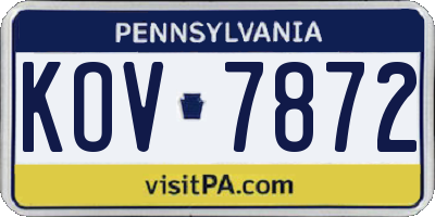 PA license plate KOV7872
