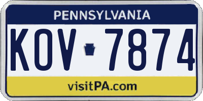 PA license plate KOV7874