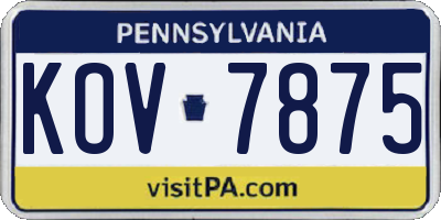 PA license plate KOV7875