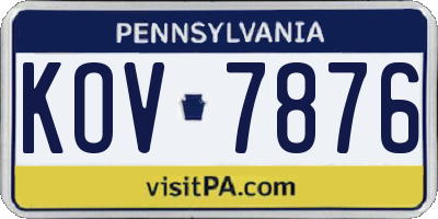 PA license plate KOV7876