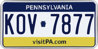 PA license plate KOV7877