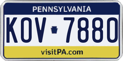 PA license plate KOV7880