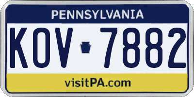 PA license plate KOV7882