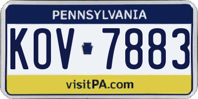PA license plate KOV7883