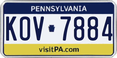 PA license plate KOV7884