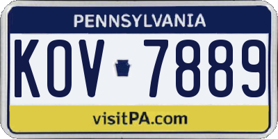 PA license plate KOV7889