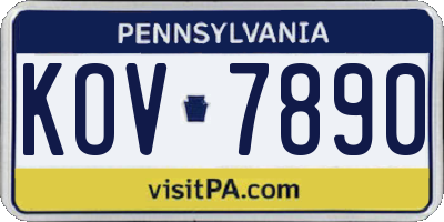 PA license plate KOV7890