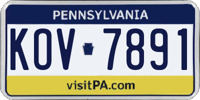 PA license plate KOV7891