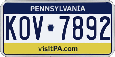 PA license plate KOV7892