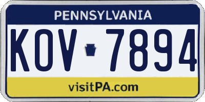 PA license plate KOV7894
