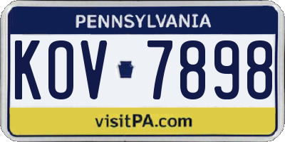 PA license plate KOV7898