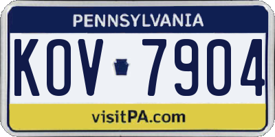 PA license plate KOV7904