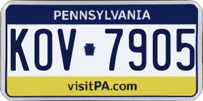 PA license plate KOV7905