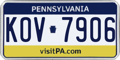PA license plate KOV7906