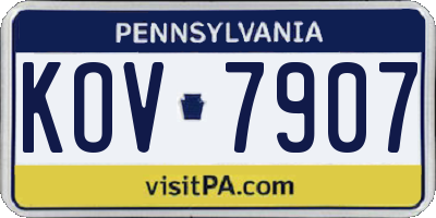 PA license plate KOV7907