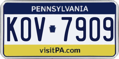 PA license plate KOV7909