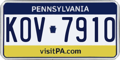 PA license plate KOV7910