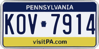 PA license plate KOV7914