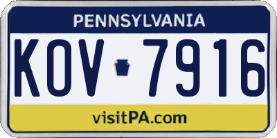 PA license plate KOV7916