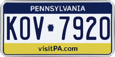 PA license plate KOV7920
