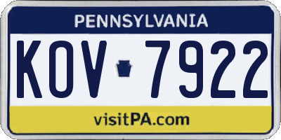 PA license plate KOV7922
