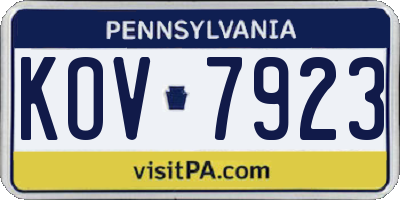 PA license plate KOV7923