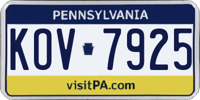 PA license plate KOV7925