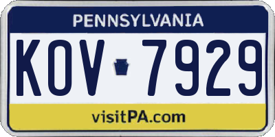 PA license plate KOV7929