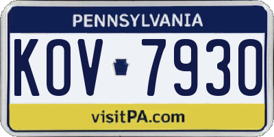 PA license plate KOV7930