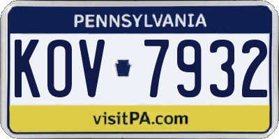 PA license plate KOV7932