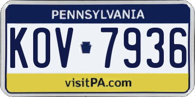 PA license plate KOV7936