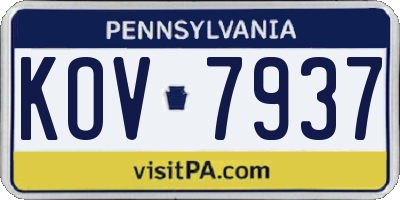 PA license plate KOV7937