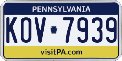 PA license plate KOV7939