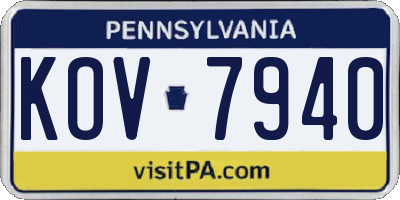 PA license plate KOV7940
