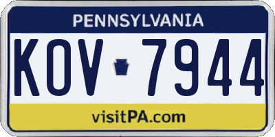 PA license plate KOV7944