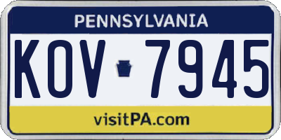 PA license plate KOV7945