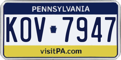 PA license plate KOV7947