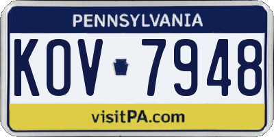 PA license plate KOV7948
