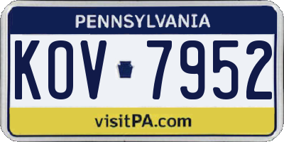 PA license plate KOV7952