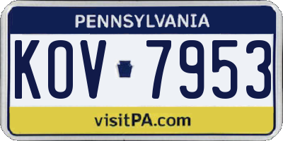 PA license plate KOV7953