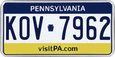 PA license plate KOV7962