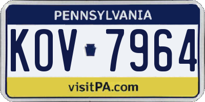 PA license plate KOV7964