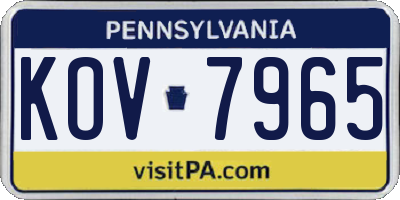 PA license plate KOV7965