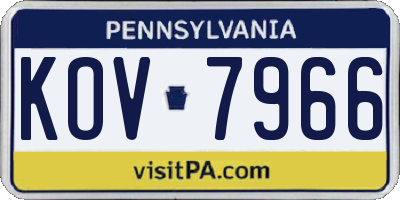 PA license plate KOV7966