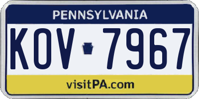 PA license plate KOV7967