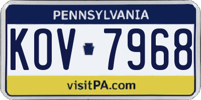PA license plate KOV7968