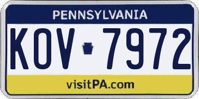 PA license plate KOV7972