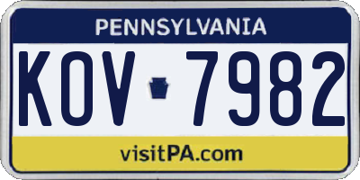PA license plate KOV7982