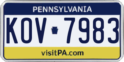 PA license plate KOV7983