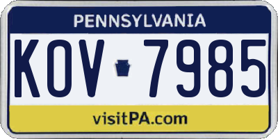 PA license plate KOV7985